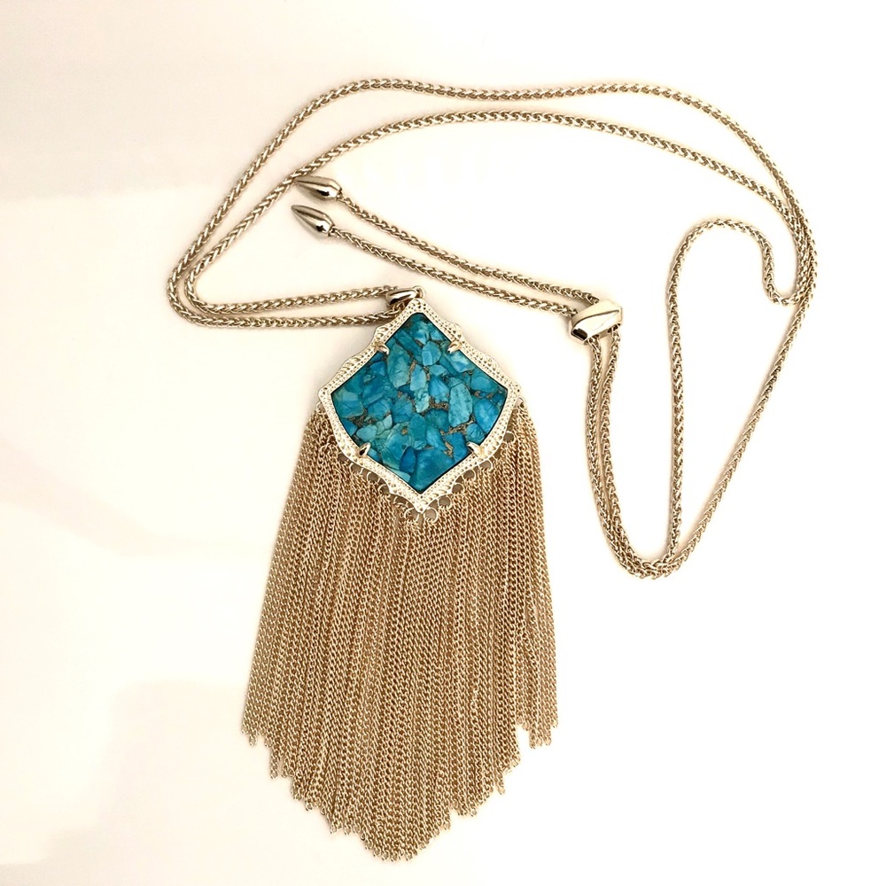 Kendra Scott Kingston Turquoise Tassel Necklace - Picture 5 of 7